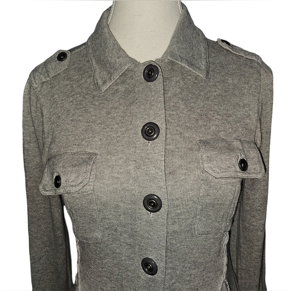 Free People Gray Collared Button Dress Cardigan Size Small - Picture 5 of 16